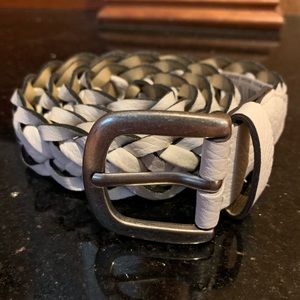 NEW Leather Braided White Belt